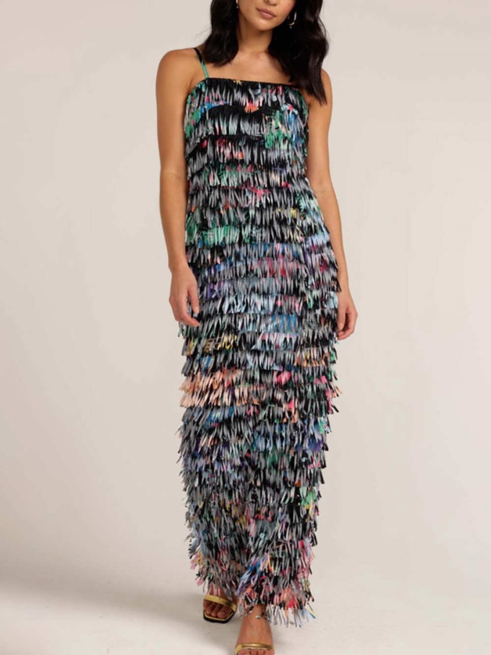 Love, Bonfire the Label A Sprinkle of Passion Fringe Maxi Dress Small NWT
